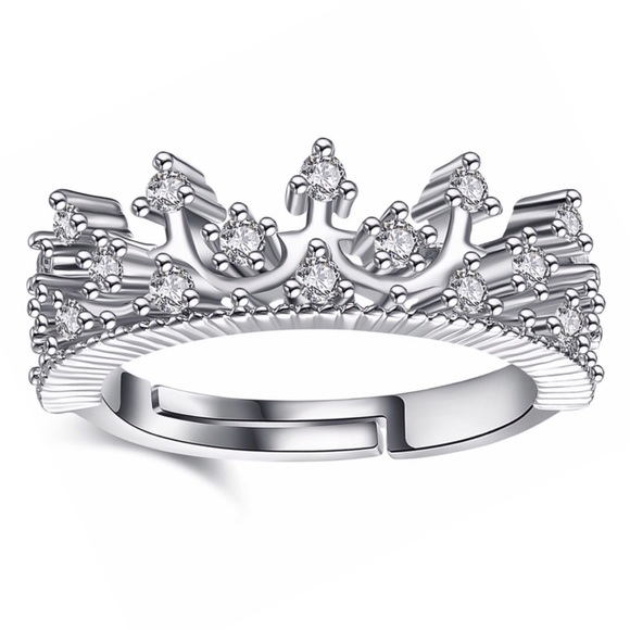 Jewelry - SALE! Platinum Plated CZ Crown Ring